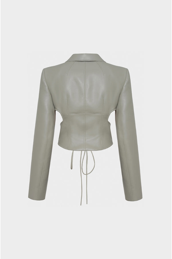 Simonett Lado Bokuchava - Cropped Wrap Blazer - Grey