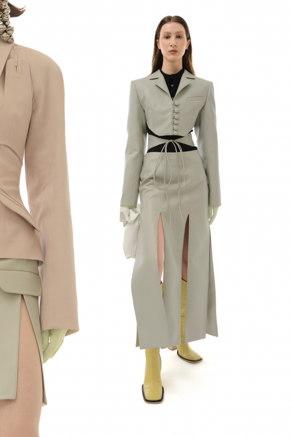 Simonett Lado Bokuchava - Cropped Wrap Blazer - Grey