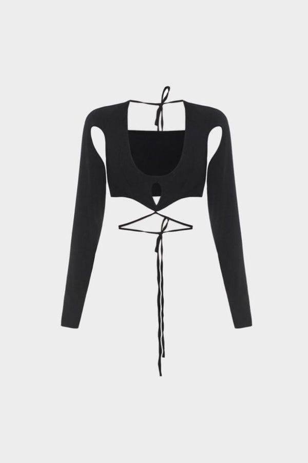 Simonett Lado Bokuchava - Cut Out Wrap Top - Black