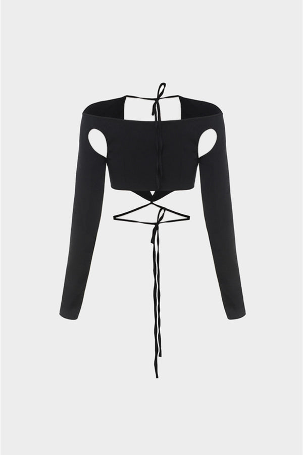 Simonett Lado Bokuchava - Cut Out Wrap Top - Black
