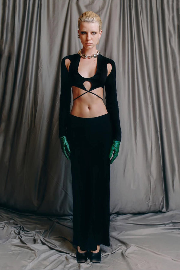 simonett Lado Bokuchava - Cut Out Wrap Top - Black