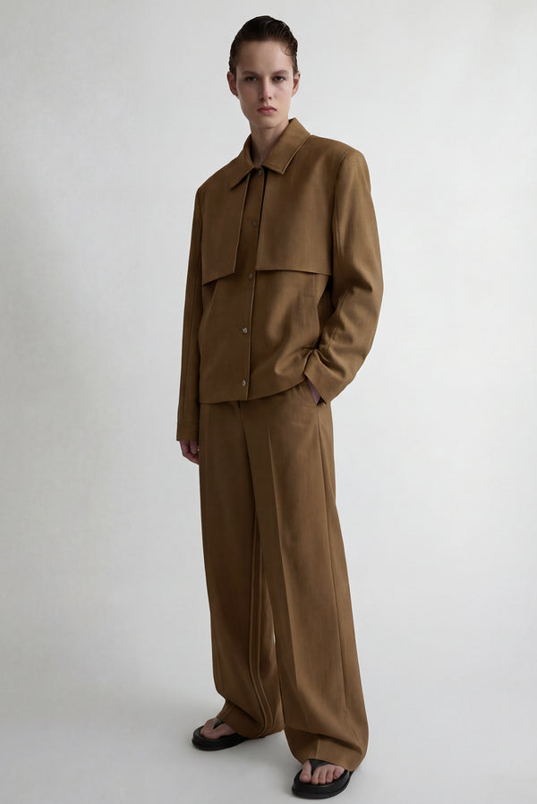 Simonett Layered-Panel Tailored Jacket - Brown