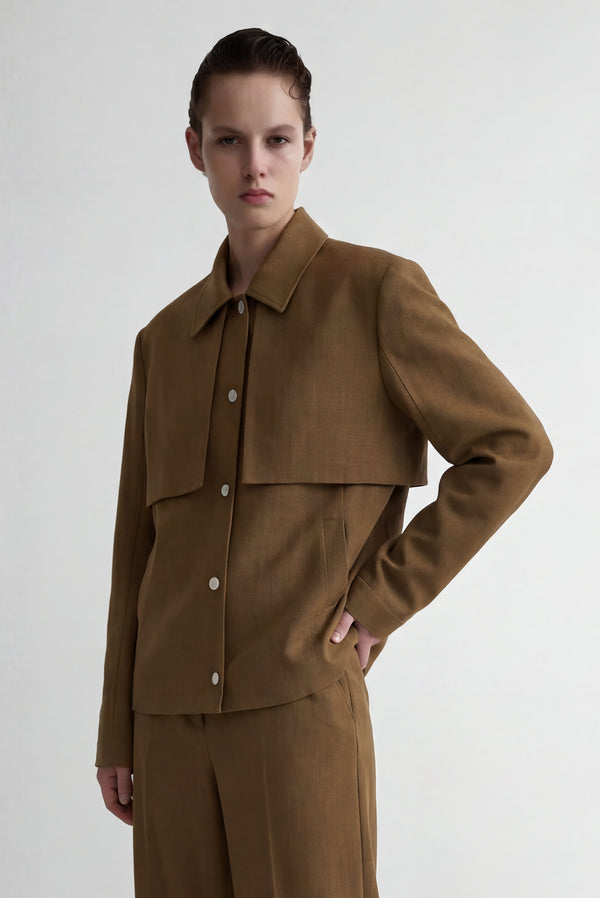 simonett Layered-Panel Tailored Jacket - Brown