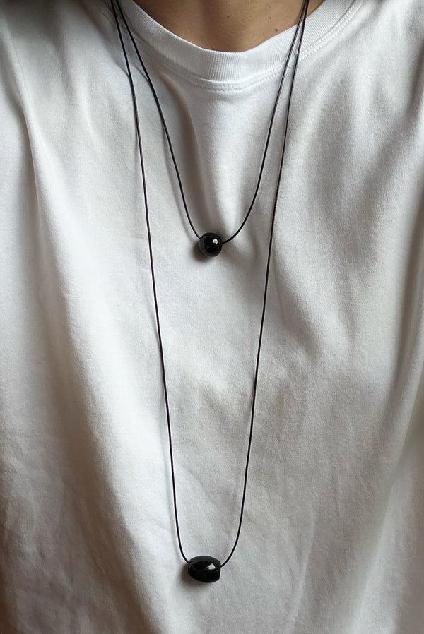 Simonett Layered Wood Bean Pendant Necklace