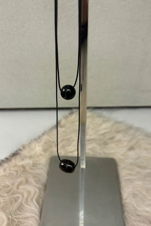 Simonett Layered Wood Bean Pendant Necklace