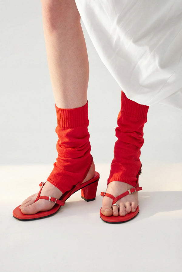 Simonett Leather Strap Buckle Sandals - Red