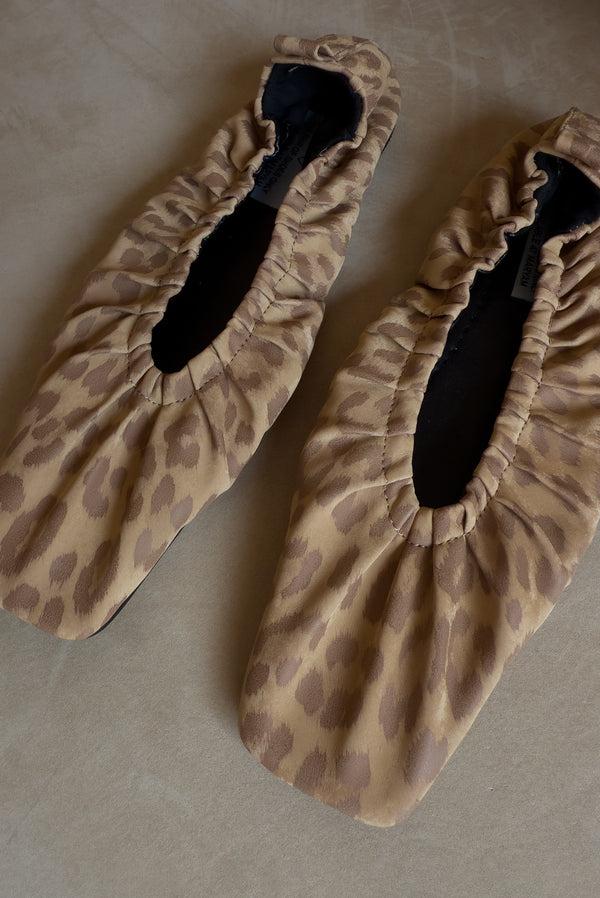 Simonett Leopard Scrunch Ballet Flats Square Toe