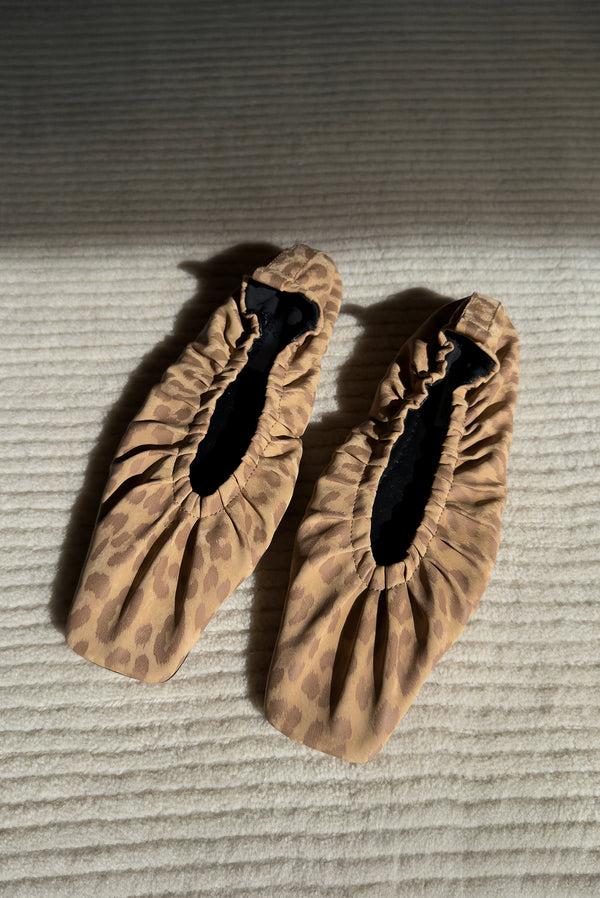 Simonett Leopard Scrunch Ballet Flats Square Toe