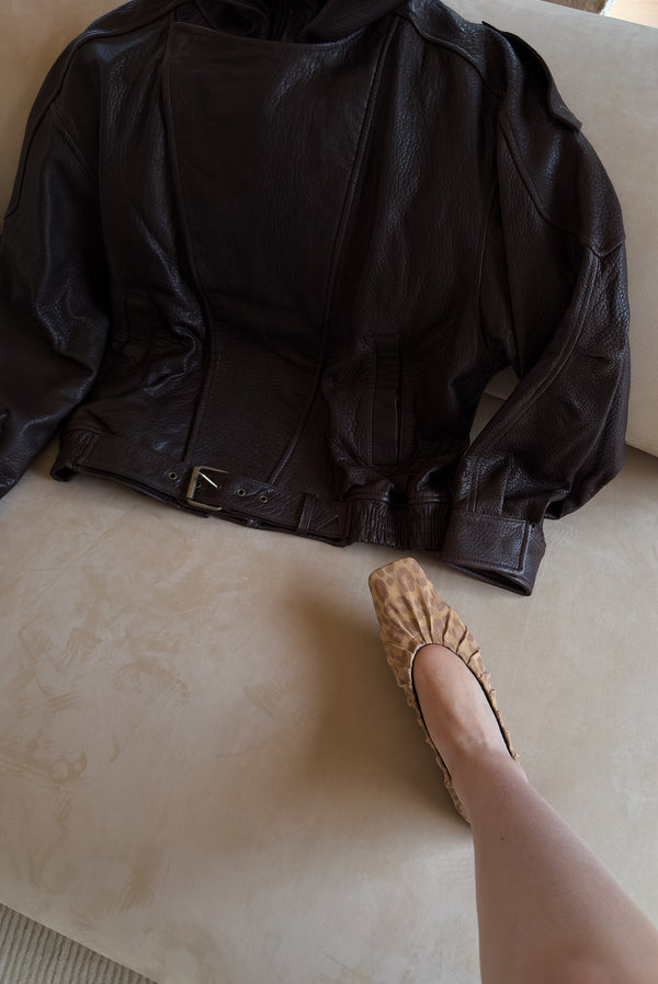 Simonett Leopard Scrunch Ballet Flats Square Toe