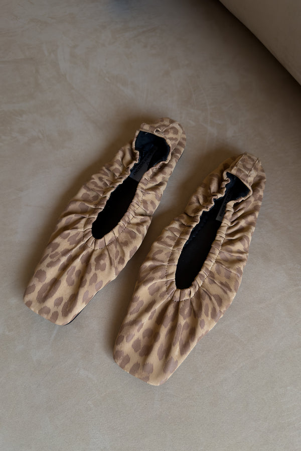 simonett Leopard Scrunch Ballet Flats Square Toe