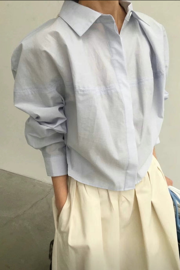 Simonett Lightweight Collared Blouse - Light Blue