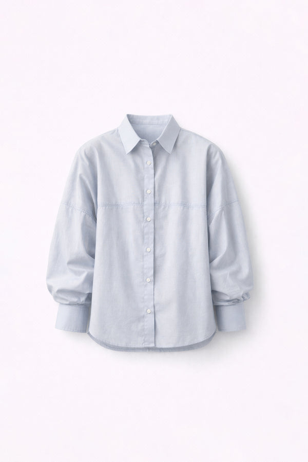 Simonett Lightweight Collared Blouse - Light Blue