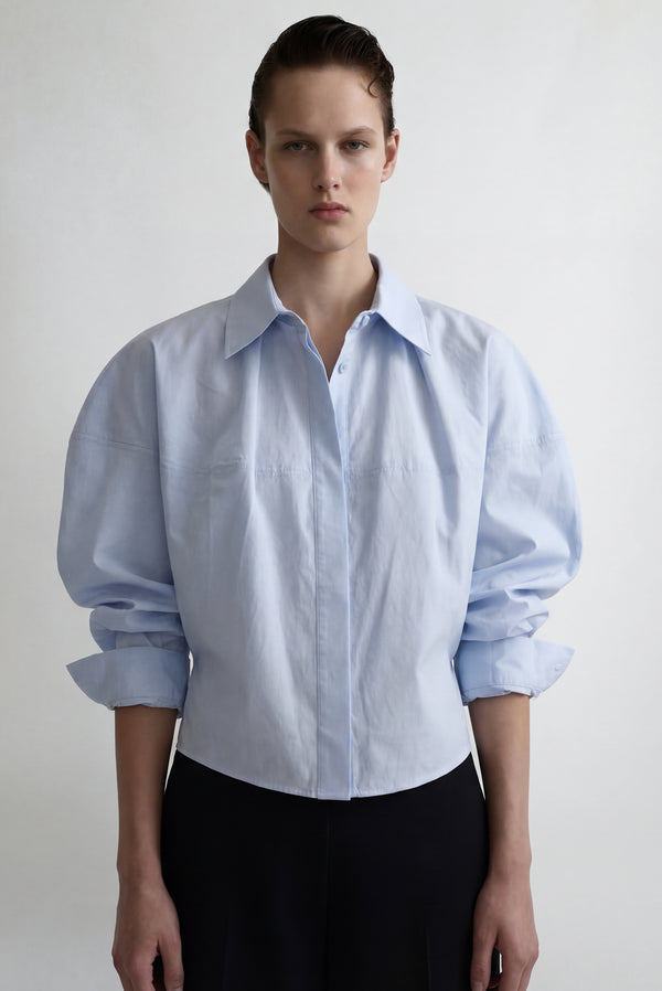 simonett Lightweight Collared Blouse - Light Blue