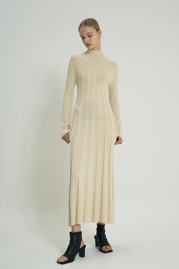 Simonett Line Knit Dress - Beige