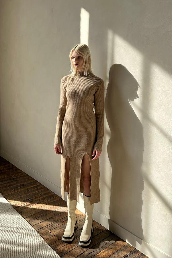 simonett Long Knit Dress - Beige