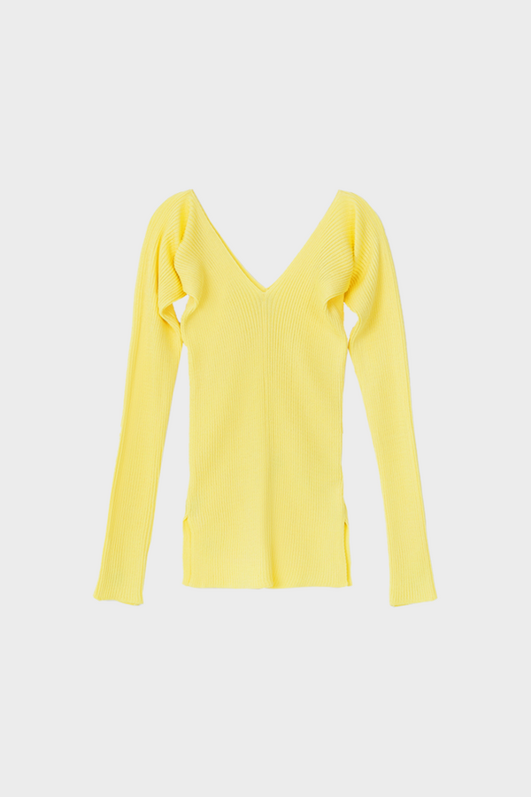 Simonett Low Classic - V-Neck Rib Knit - Lemon