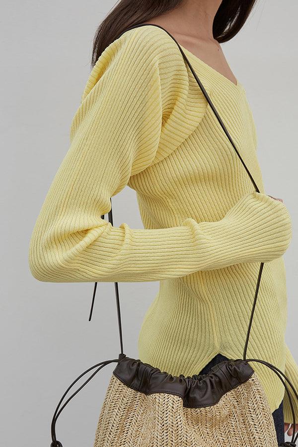 simonett Low Classic - V-Neck Rib Knit - Lemon