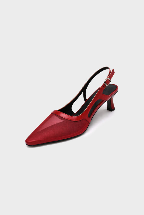 simonett Mesh Point Toe Sling Back Mules - Red