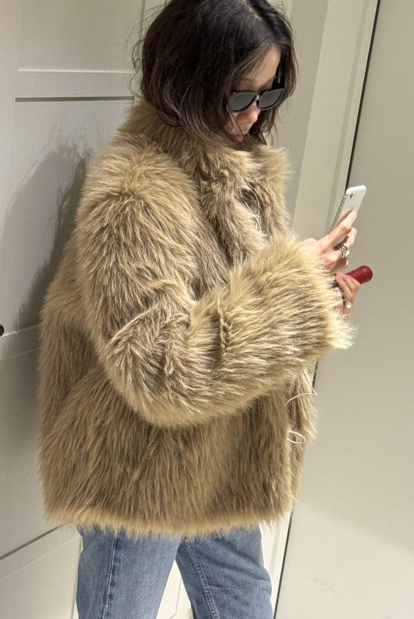 Simonett Minky Fur Coat - Camel