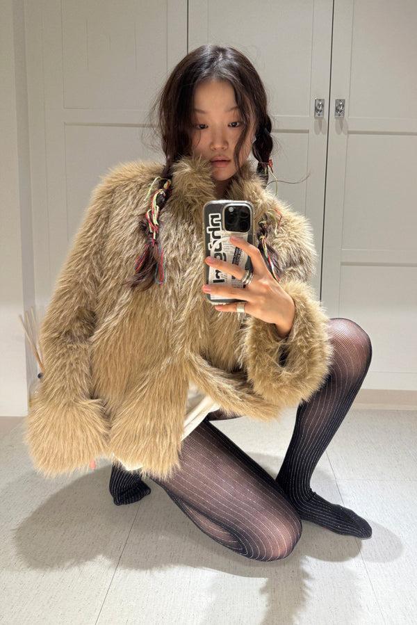 simonett Minky Fur Coat - Camel