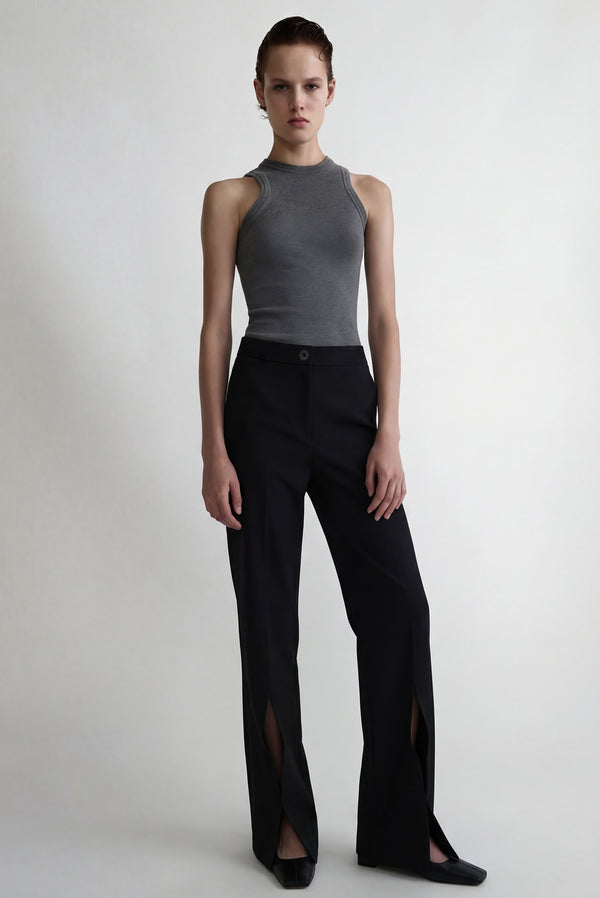 Simonett Open Stitch Pleated Pant - Black