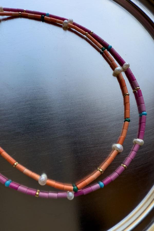 Simonett Orange Bead & Pearl Necklace