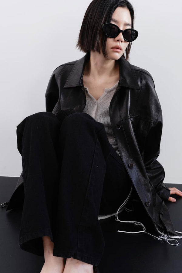 Simonett Oversized Leather Jacket