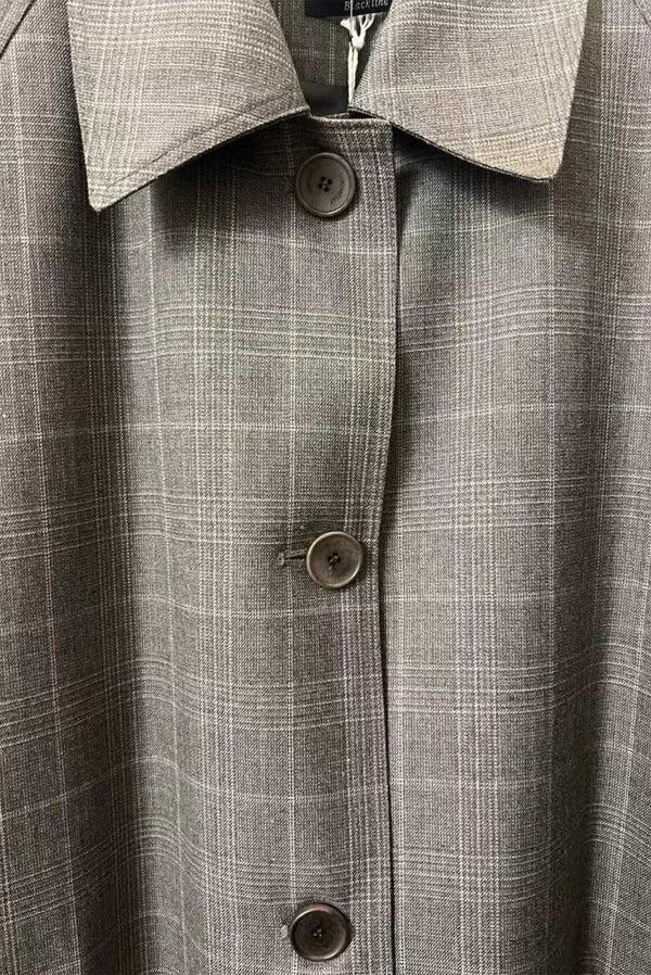 Simonett Oversized Plaid Trench Coat - Brown