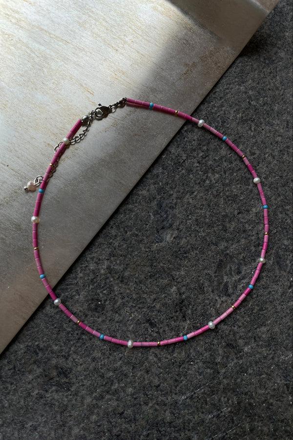 Simonett Pink Bead & Pearl Necklace