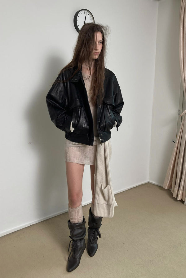 Simonett Ribbed Knit Layering Scarf With Pocket