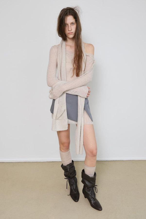 simonett Ribbed Knit Layering Scarf With Pocket