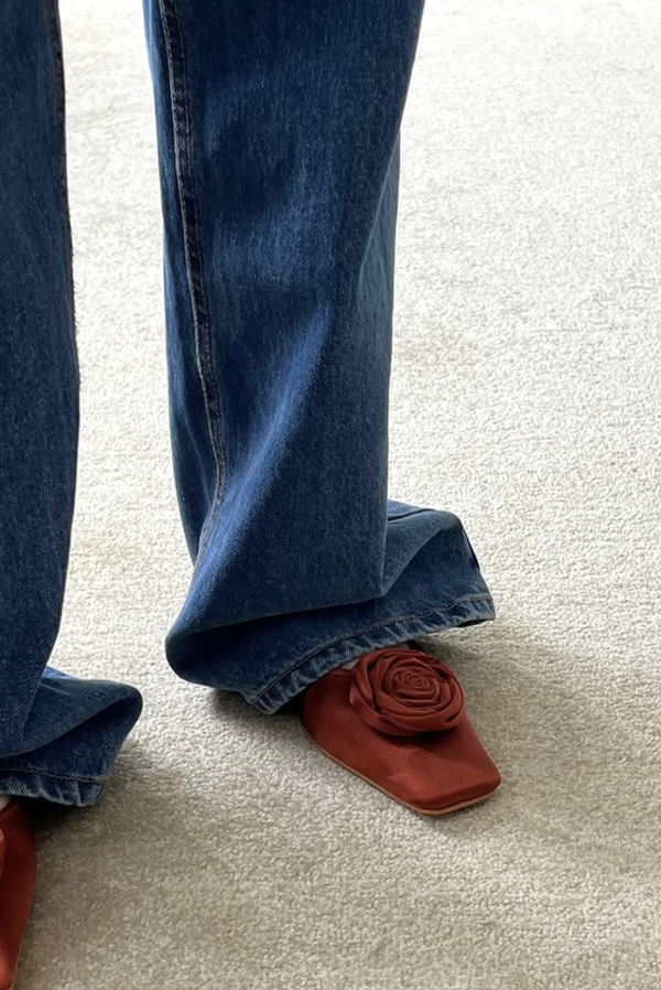 Simonett Rose Square Toe Flats - Crimson