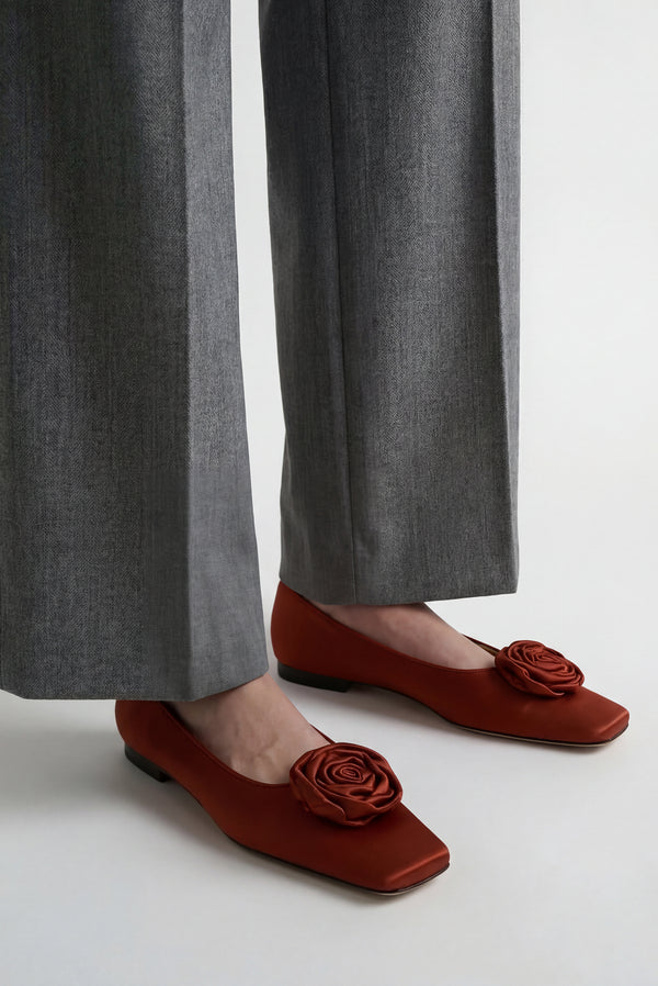 Simonett Rose Square Toe Flats - Crimson