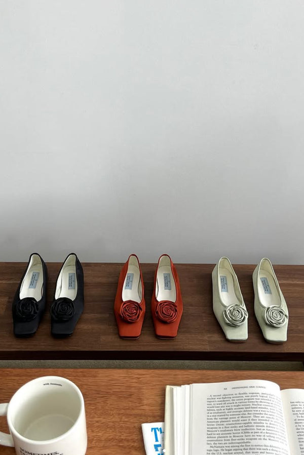 Simonett Rose Square Toe Flats - Crimson