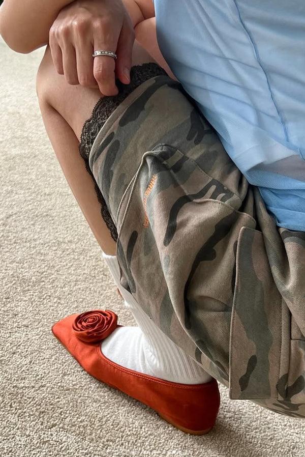 simonett Rose Square Toe Flats - Crimson