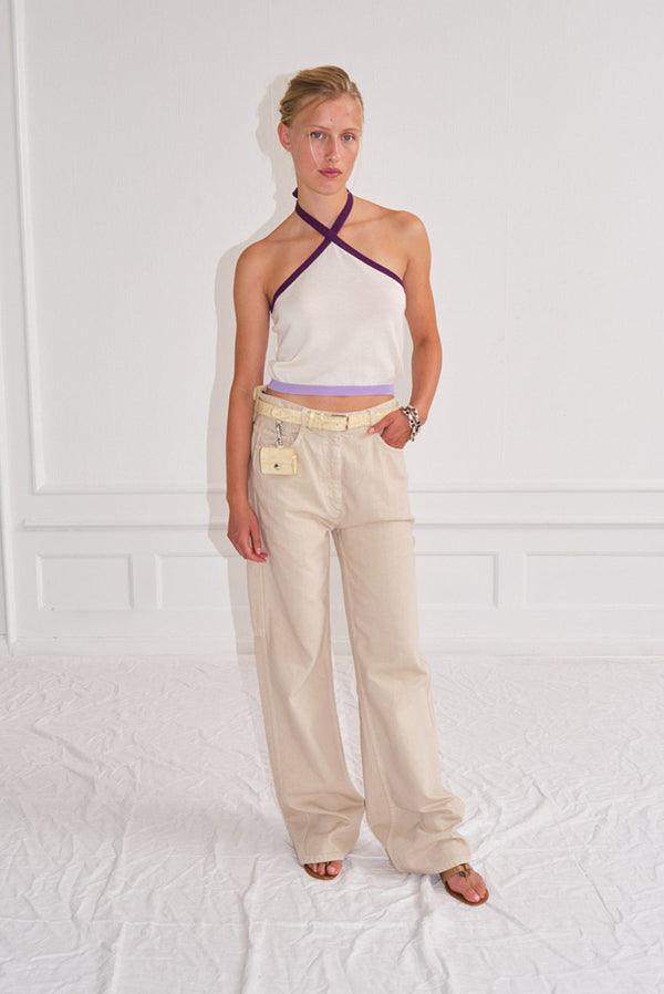 Simonett Saks Potts - Sia Top - Ivory/Purple