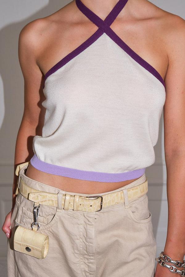 Simonett Saks Potts - Sia Top - Ivory/Purple