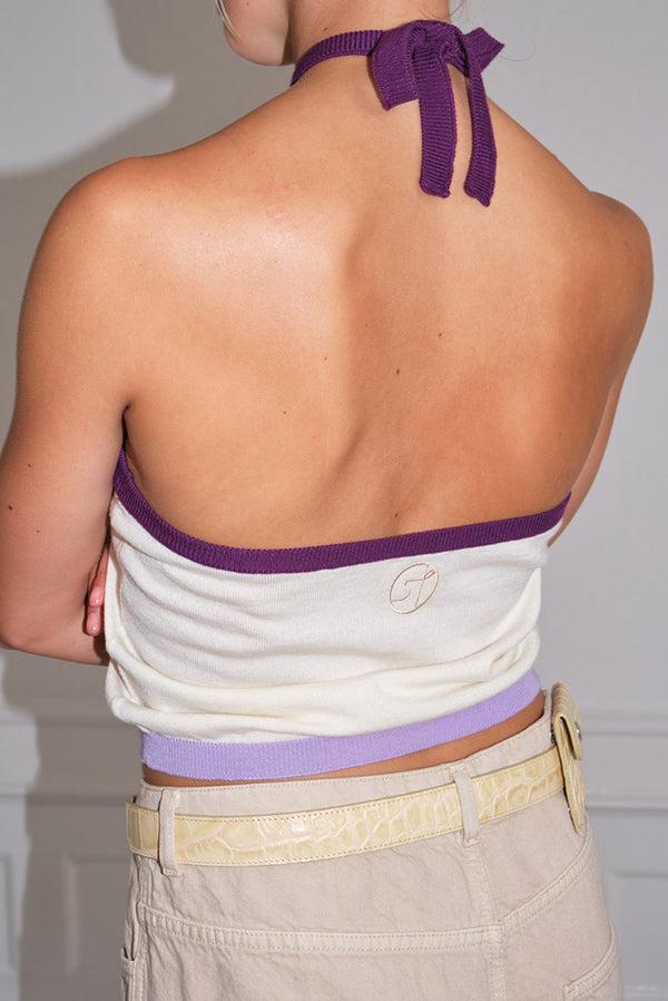 Simonett Saks Potts - Sia Top - Ivory/Purple