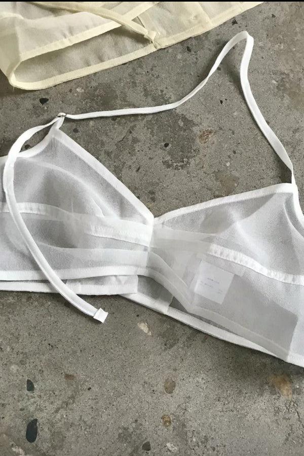 Simonett Sheer Layering Halter Bustier - White