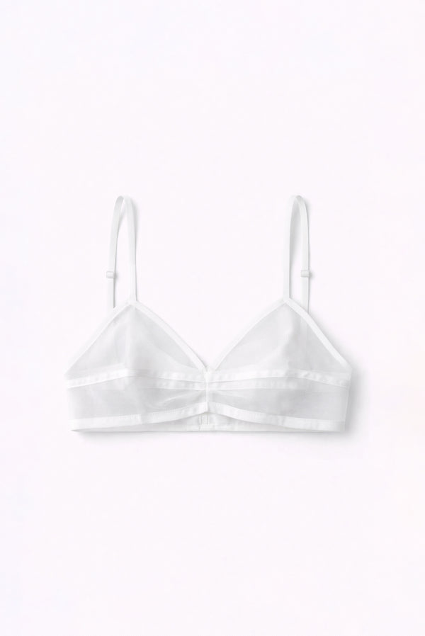 Simonett Sheer Layering Halter Bustier - White