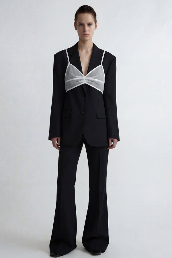 simonett Sheer Layering Halter Bustier - White