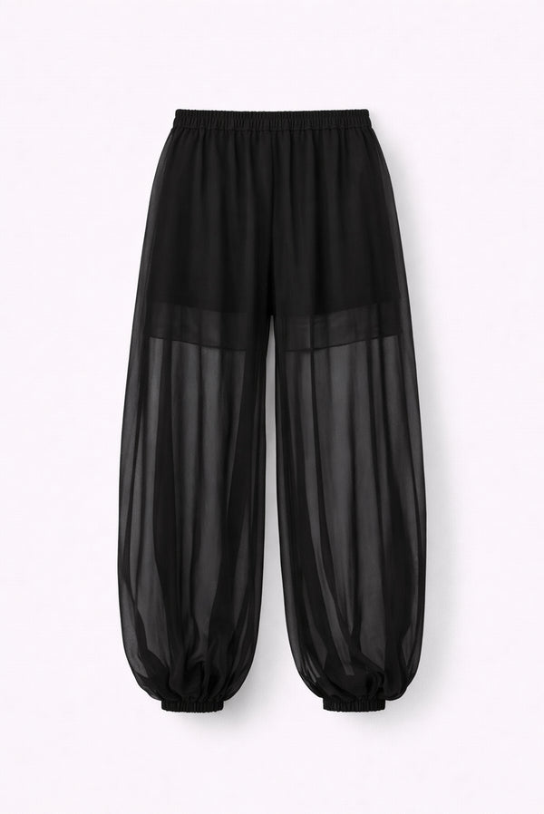 Simonett Sheer Silk Harem Pants - Black