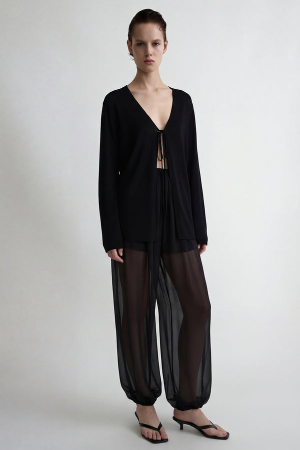 simonett Sheer Silk Harem Pants - Black
