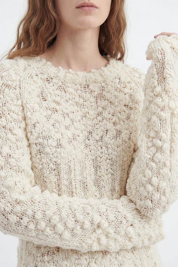Simonett Textured Bubbled Knit - White