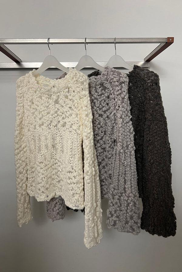 simonett Textured Bubbled Knit - White