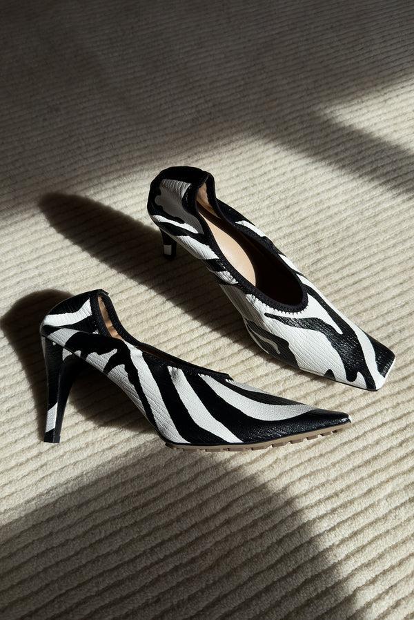 Simonett Textured Square Toe Sculpted Heel - Zebra