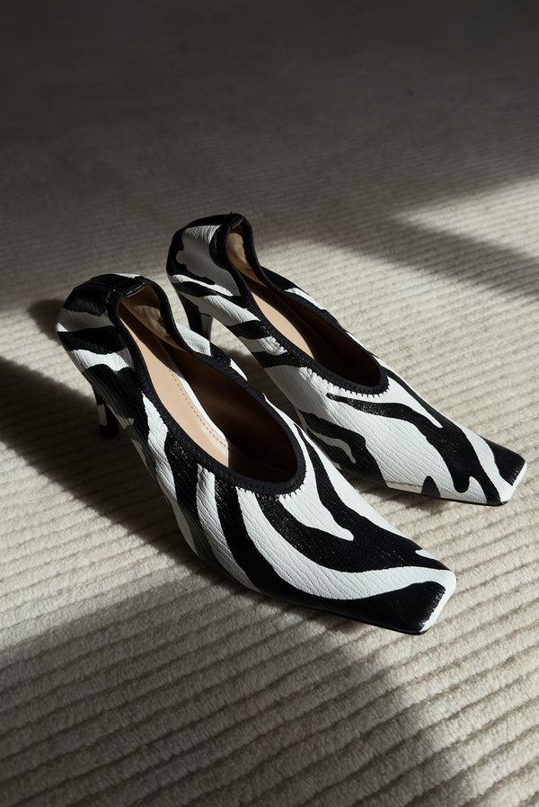 simonett Textured Square Toe Sculpted Heel - Zebra