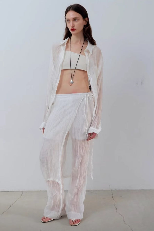 simonett Textured Translucent Overlay Trouser