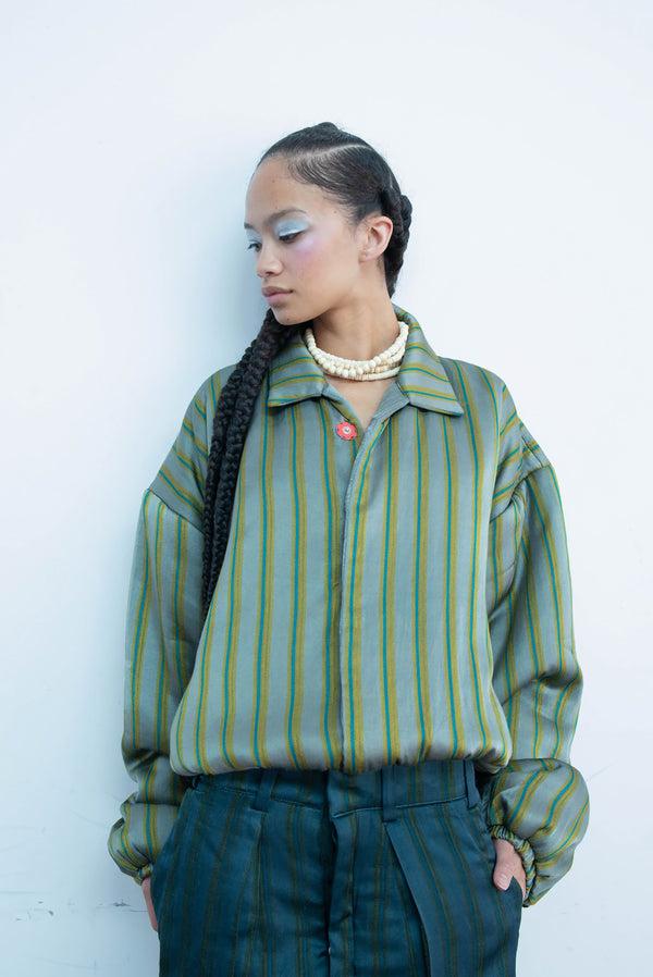 Simonett Tigra Tigra - Striped Aviator Puff Jacket