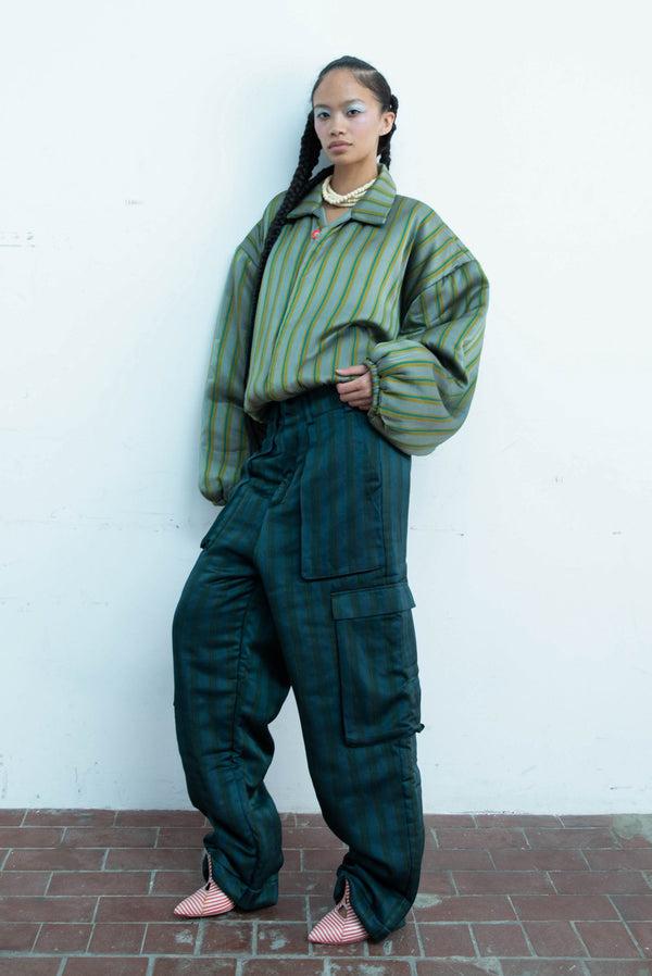 simonett Tigra Tigra - Striped Aviator Puff Jacket